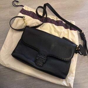 Tory Burch Black Pebbled Leather Crossbody Bag